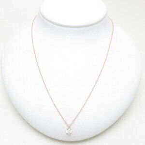 Tiffany Solitaire Necklace Diamond Pink Gold Rose Pendant